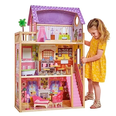Image de KIDKRAFT Maison de poupées Kayla en bois + 11 pieces Rose