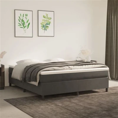 Image de vidaXL Sommier à lattes de lit et matelas Gris foncé 160x200cm Velours