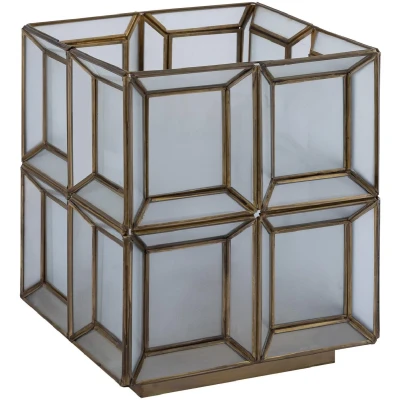 Afbeelding van PTMD Layra Tafellamp 24x24x30 cm Glas Wit