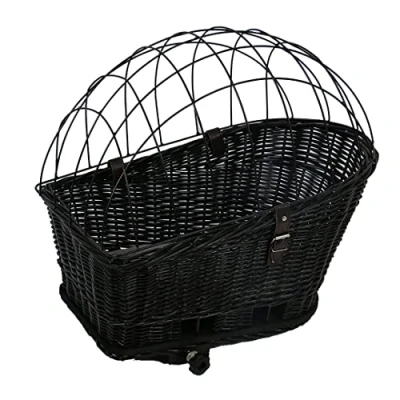 Afbeelding van Duvoplus Fietsmand Hond Provence Rieten Bagagedrager &amp; Kuss 35x55x49cm Max. 13kg Zwart 1st