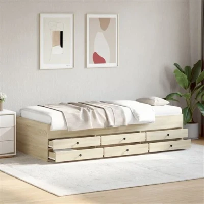 Afbeelding van vidaXL Slaapbank met lades 90x190 cm bewerkt hout sonoma eikenkleurig