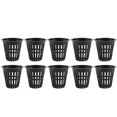 Afbeelding van 10 stks/set hydrocultuur manden planten kopjes plastic potten herbruikbaar duurzaam tuin net kwekerij emmer mand voor balkon (zwart)