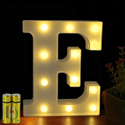 Afbeelding van HONPHIER® lichtgevende letters,alfabet ledlamp, decoratieve letter, werkt op batterijen, voor feest, bruiloft, huis, bar, decoratie (E)