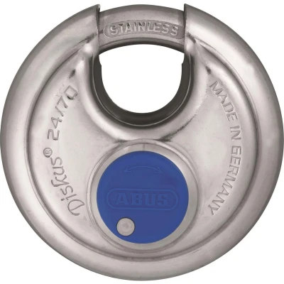 Afbeelding van ABUS Discushangslot 70mm RVS met blauwe beschermkap (Verpakt in blister)