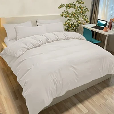 Afbeelding van Dekbedovertrek 200 x cm met 2 kussenslopen 50 80 cm, beige, beddengoed voor tweepersoonsbed, microvezel, Oeko Tex® gecertificeerd