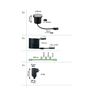 Afbeelding van Paulmann P+S Floor Set insect friendly 94717 Verlichtingssysteem Plug&amp;Shine LED buiteninbouwlampen (basisset) 13.5 W Goud Antraciet