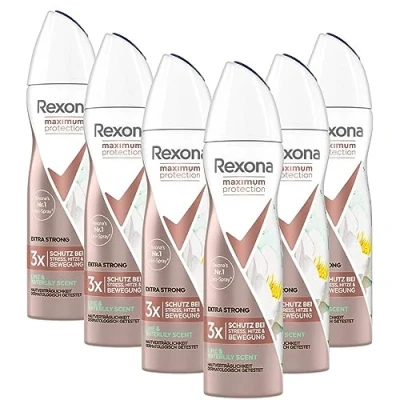 Afbeelding van Rexona Maximum Protection Lime &amp; Waterlily Scent anti transpirant sprays met 48 uur bescherming tegen intensief zweet en lichaamsgeur, 150 ml, 6 stuks