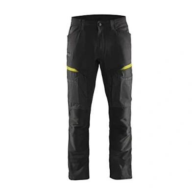 Afbeelding van Blaklader Service werkbroek met stretch 1456 1845 Mannen Zwart/Geel 62