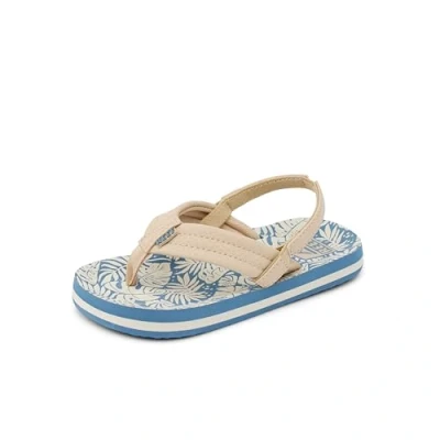 Afbeelding van REEF Little Ahi Teenslippers voor kinderen, blauw/lichtbruin, maat 46, Lichtblauwe handpalm, 29 EU, palm, EU