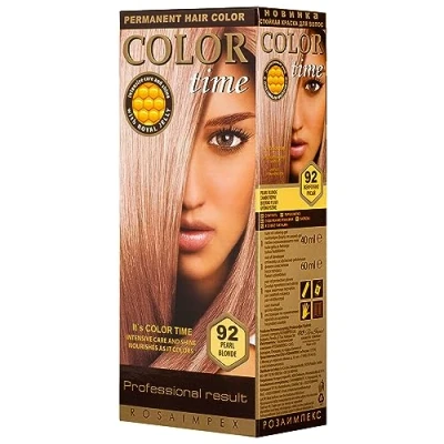 Afbeelding van Color Time Permanente Haarkleur Gel Verrijkt met Royal Jelly en Vitamine C Haarkleuring Kleur 92 Parel Blond 100 ML