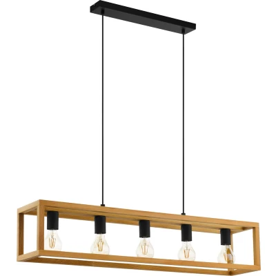 Afbeelding van EGLO Blackcrown 1 Hanglamp E27 100 cm industrieel Hout Zwart/Bruin