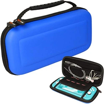 Afbeelding van TECHGEAR Switch Lite beschermhoes beschermhoes, transporttas, harde compatibel met Nintendo Lite, 8 sleuven voor speelkaarten + accessoires [blauw]
