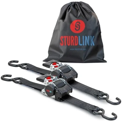 Afbeelding van Spanriemen met automatische ratel, 50 mm, 3 m, Shaken LC 750 daN, 1500 daN in U, automatisch oprolmechanisme, voor aanhanger, motorfiets, quad, bagagewagen, vrachtwagen, [x2] + tas, EN 12195 2,