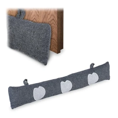 Afbeelding van Relaxdays tochtstopper met hartjes tochtwering lussen tochtrol deur stof