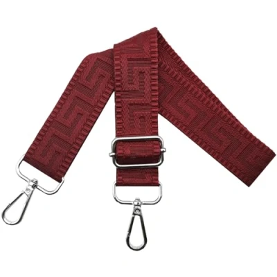 Afbeelding van Verstelbare schouderriem voor tassen, breedte 3,8 cm, met zilverkleurige karabijnhaak, draagriem dameshandtassen, zuiver bordeauxrood, K18