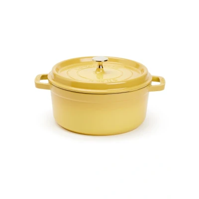 Afbeelding van STAUB Geëmailleerde gietijzeren stoofpan met deksel, voor alle warmtebronnen, inclusief inductie, 4 personen, rond, 24 cm, 3,70 l, 4,7 kg, citroen