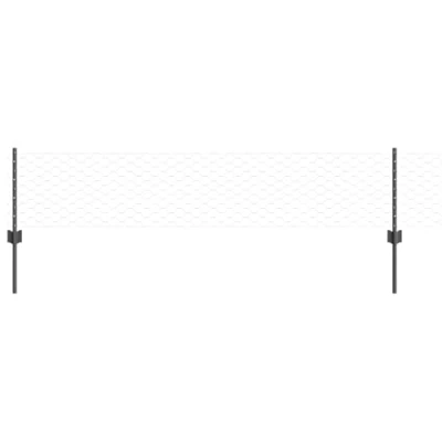 Afbeelding van vidaXL Hekpalen 11 stuks U kanaal Grijs 40 cm Staal, Zeshoekig hek 0.4x25 m Staal