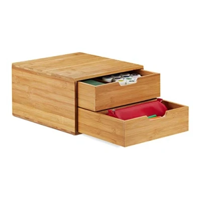 Afbeelding van relaxdays Bamboe organizer ladekastje bureau opbergkastje hout 2