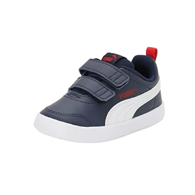 Afbeelding van Puma Courtflex Sneakers laag voor kinderen, Maat: 20, Peacoat/high risk red Hoogwaardig imitatieleer