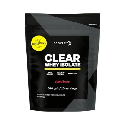 Afbeelding van Body &amp; Fit Clear Whey Isolate Protein Proteine Poeder Ranja Eiwit Limonade Lingonberry/Cherry 540 gram (20 shakes)