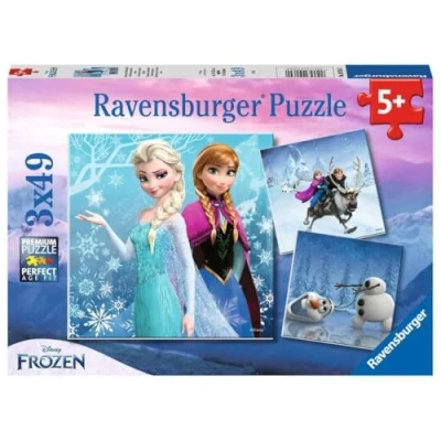 Image de Puzzle 3 x 49p Aventures Pays Neiges Frozen La Reine des Ravensburger