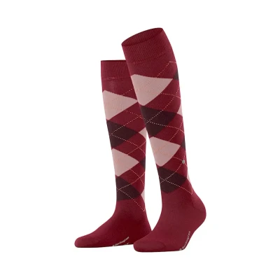 Afbeelding van Burlington Marylebone one size, met patroon wol kniekousen dames rood Maat 36 41