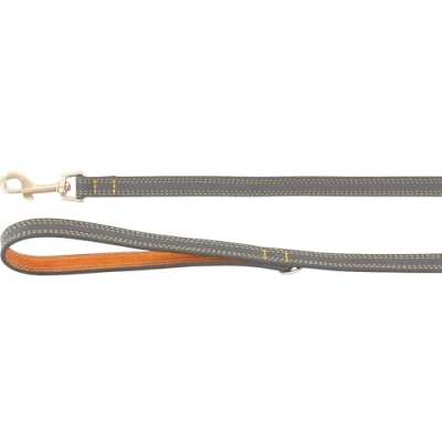 Afbeelding van Flamingo Hondenriem Virginia grijs 130cm 15mm De karabijnhaak heeft een matte gouden afwerking met ring voor accessoires