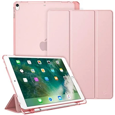 Afbeelding van FINTIE beschermhoes voor iPad Air 3 2019 / Pro 10.5 2017, transparante met penhouder, automatische slaap/wake functie, roségoud