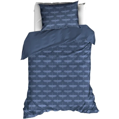 Afbeelding van De Witte Lietaer Dekbedovertrek Crane Blue Eenpersoons 140 x 200/220 cm Flanel