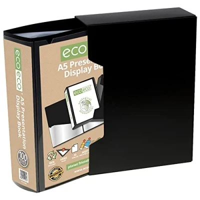 Image de eco A5 50% Recyclé 100 Pocket Couleur Noir Présentation Affichage du Livre et afficher la boîte eco065