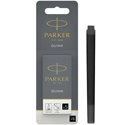 Image de Parker cartouches d&#039;encre pour stylo plume longue encre noire QUINK Lot de 5 (emballage blister)