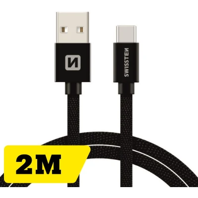 Afbeelding van Swissten USB C naar A Kabel 2M Zwart