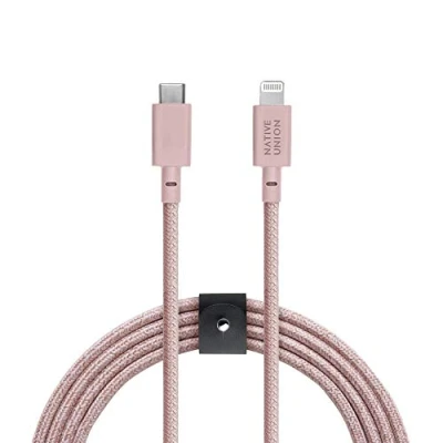 Afbeelding van Native Union Belt USB C naar Lightning kabel, versterkte 3 m [MFi gecertificeerd], compatibel met iPhone 14, 13 en eerder (roze)