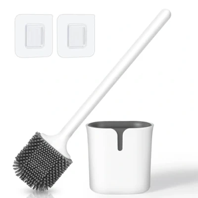 Afbeelding van Blendura Toiletborstel voor badkamer, toiletborstel, siliconen, toilet, wand /voetmontage, badmat, met sneldrogende houder,
