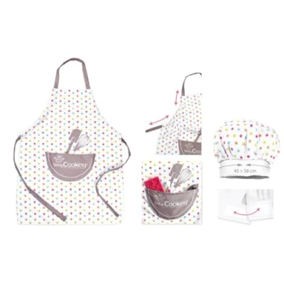 Afbeelding van SCRAP COOKING ScrapCooking Schort + muts voor kinderen, katoen, groen en wit, 4 10 jaar