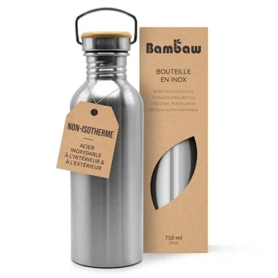 Afbeelding van Bambaw Waterfles 750 ml Roestvrij Staal Stevig en milieuvriendelijk