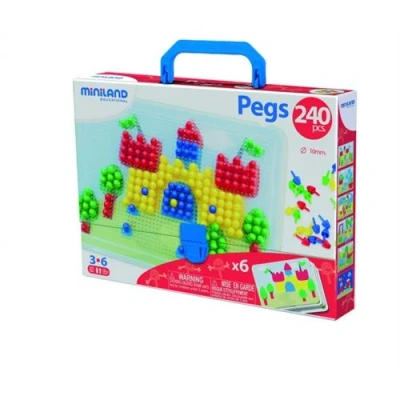 Image de Miniland mosaïque pegs avec tableau + 6 feuilles 240 clous