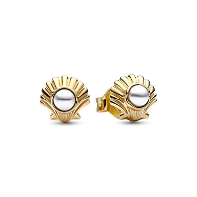 Afbeelding van Pandora Disney Little Mermaid Seashell Oorbellen 262686C01 Met 14 Karaat Gouden Plating