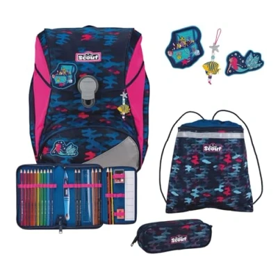 Afbeelding van Scout Schooltas Alpha Set 4 delig Magic Sea Donkerblauw