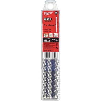 Afbeelding van MILWAUKEE 4932352047 SDS Plus MX4 hamerboor 4 spiraals 10x165mm (10 st.)