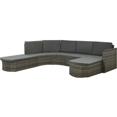 Afbeelding van 4 delige Loungeset met kussens poly rattan grijs