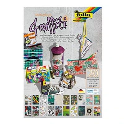 Afbeelding van Folia motiefpapier Graffiti ft 24 x 34 cm, blok met 20 vel
