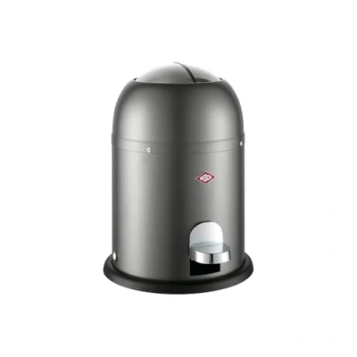 Afbeelding van Wesco Mini Master Afvalemmer voor badkamer, grafiet, mat gepoedercoat plaatstaal, volume 6 liter, kunststof inzetstuk, pedaal