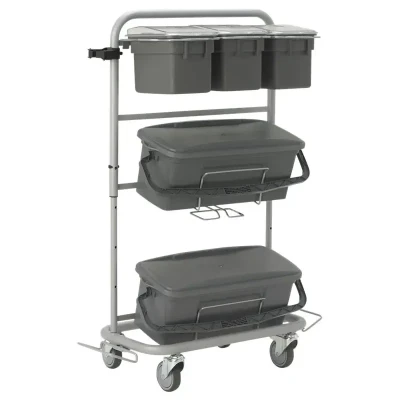 Afbeelding van Vikan Werkwagens en Toebehoren Microfibre Werkwagen Slimliner voor Microvezelreiniging Grijs 40cm