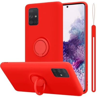 Afbeelding van Cadorabo Hoesje geschikt voor Samsung Galaxy A71 4G in LIQUID ROOD Beschermhoes van flexibel TPU silicone Case Cover met ring