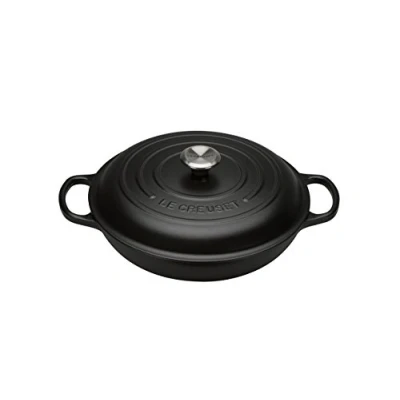 Image de Le Creuset Faitout Signature en Fonte Émaillée, Rond, Ø 30cm, 3.2 L, 5.555 kg, Noir Mat, 21180300000430