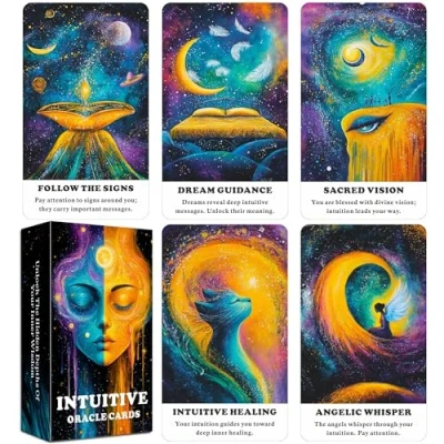 Afbeelding van Intuïtieve Oracle kaarten, kaarten voor beginners, 56 om innerlijke wijsheid op te wekken, psychische vaardigheden verbeteren, spirituele oriëntatie