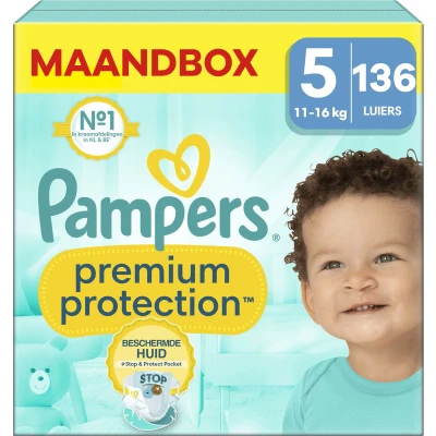 Afbeelding van Pampers Premium Protection Maat 5 Maandbox 136 luiers