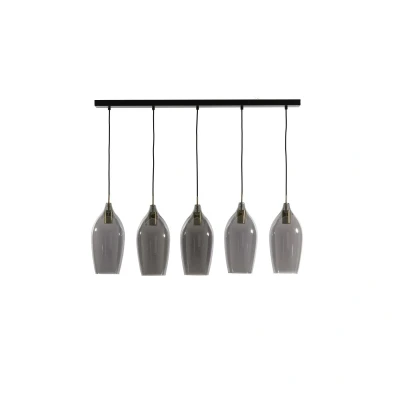 Afbeelding van Light&amp;living Hanglamp 5L 104x17x36 cm LUKARO antiek brons+glas smoke