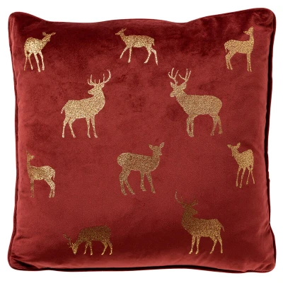 Afbeelding van DEER Kussenhoes 45x45 cm velvet kerst Biking Red rood